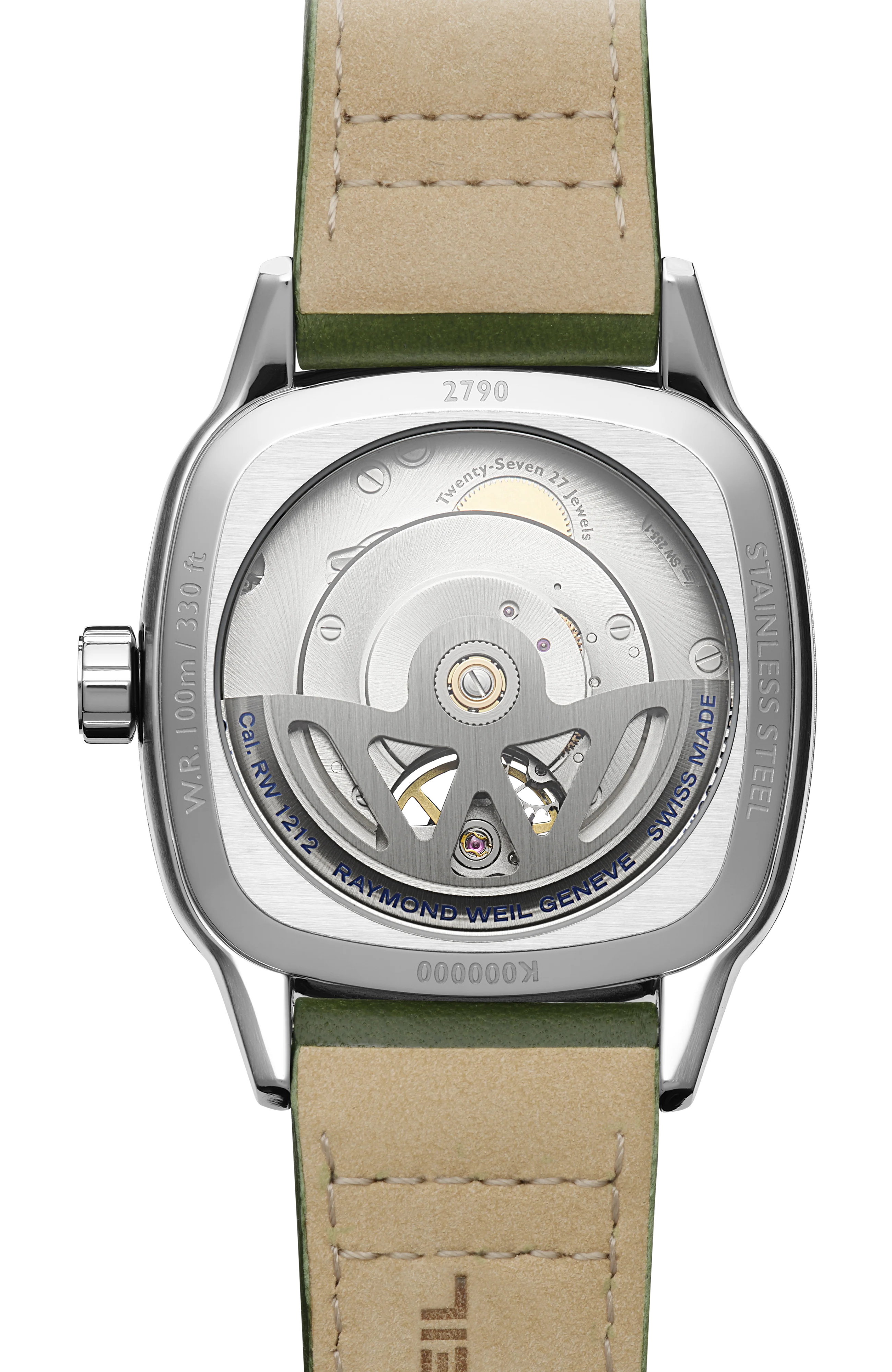 Freelancer Calibre RW1212 Men’s Automatic Green Leather Strap Cushion Shape Watch, 40 x 40 mm - Image 3