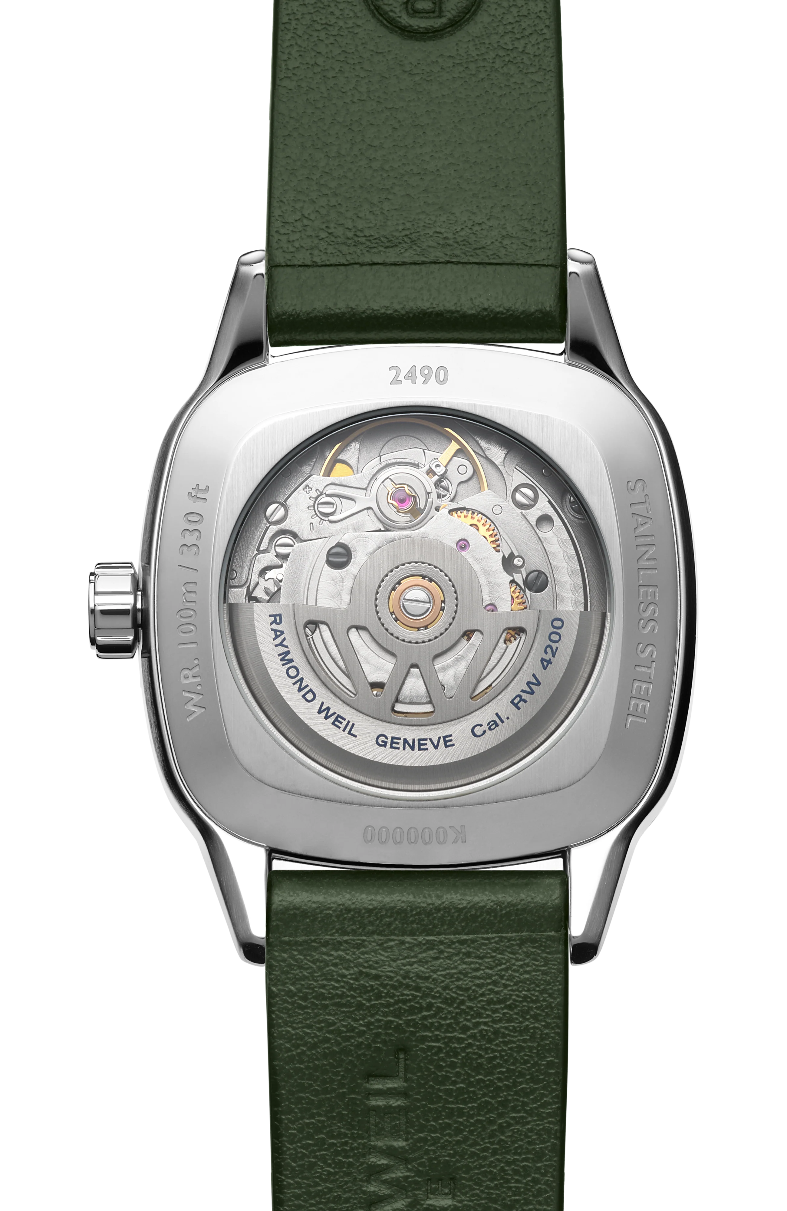 Freelancer Ladies Automatic Green Dial Leather Cushion Shape Watch, 34 x 34 mm - Image 3