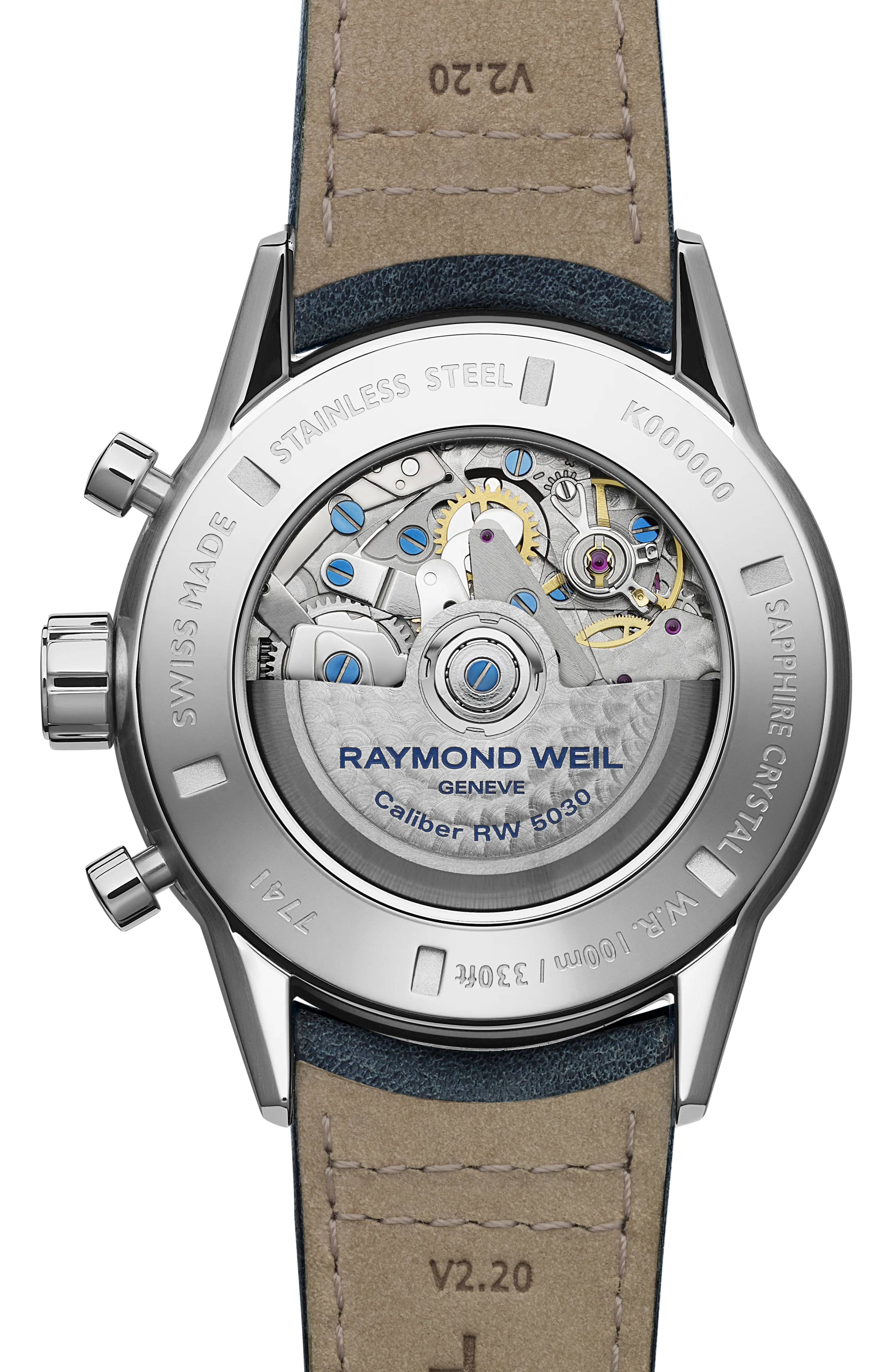 Freelancer Men's Automatic Chronograph Blue Leather Watch, 43 mm - Image 3