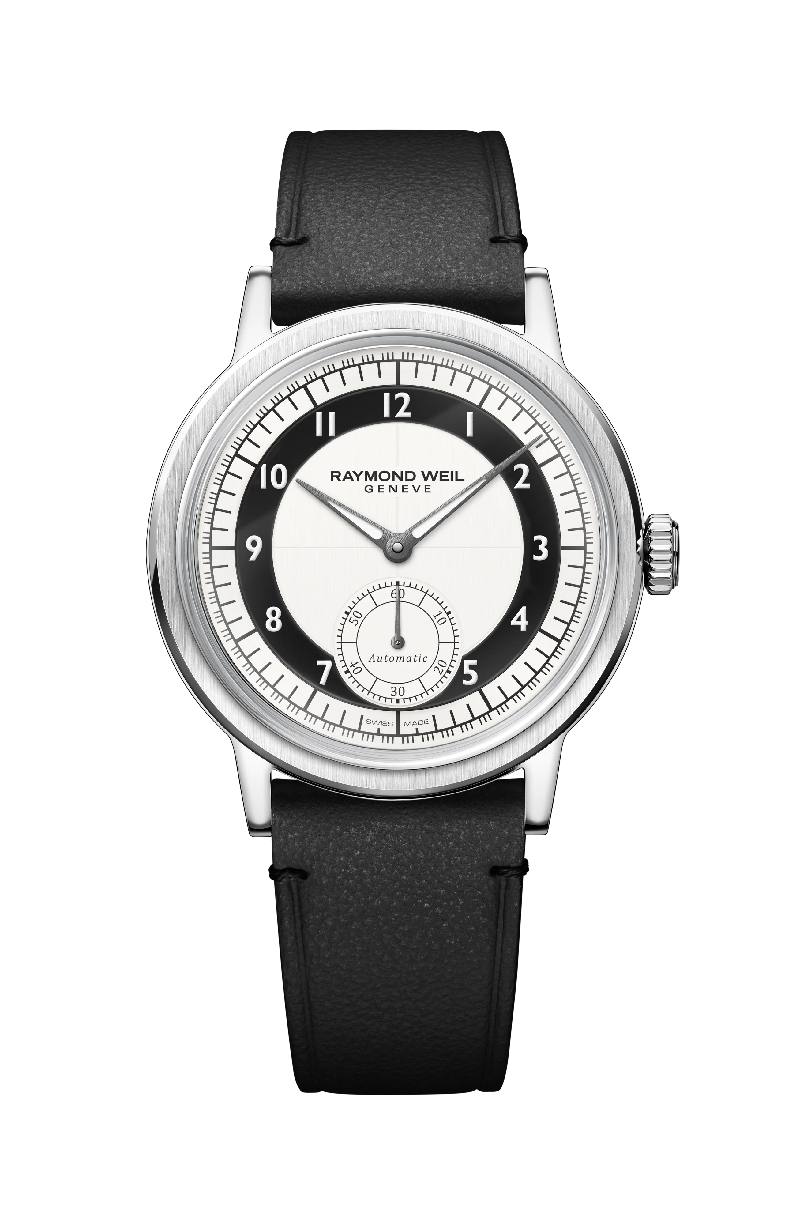Millesime Men's Automatic Small Seconds Tuxedo Black and White Dial Watch, 39 mm
