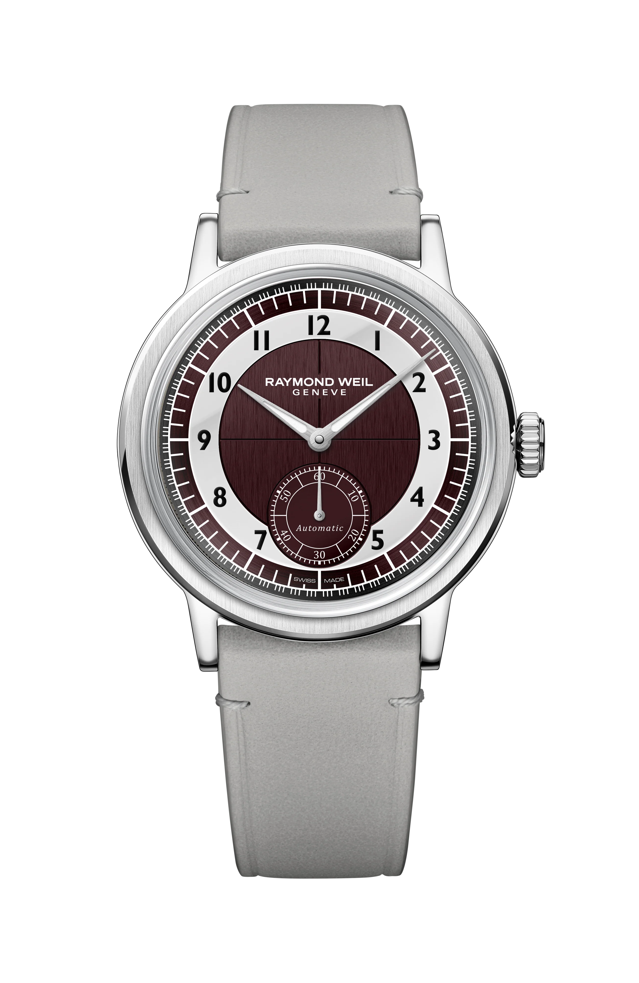 Millesime Men's Automatic Small Seconds Tuxedo Burgundy and Light Grey Dial Watch, 39 mm