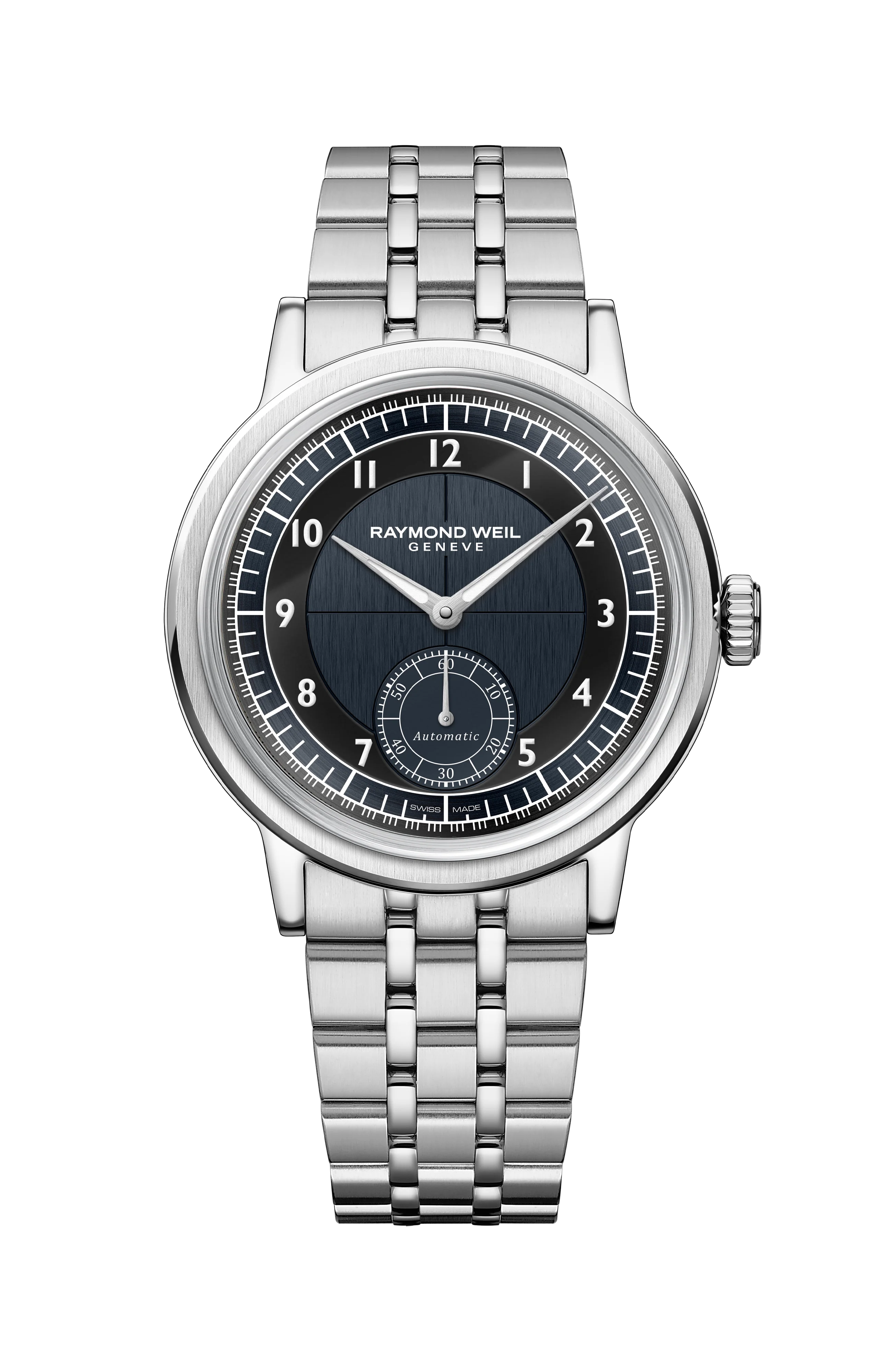 Millesime Men's Automatic Small Seconds Tuxedo Midnight Blue and Black Dial Bracelet Watch, 39 mm