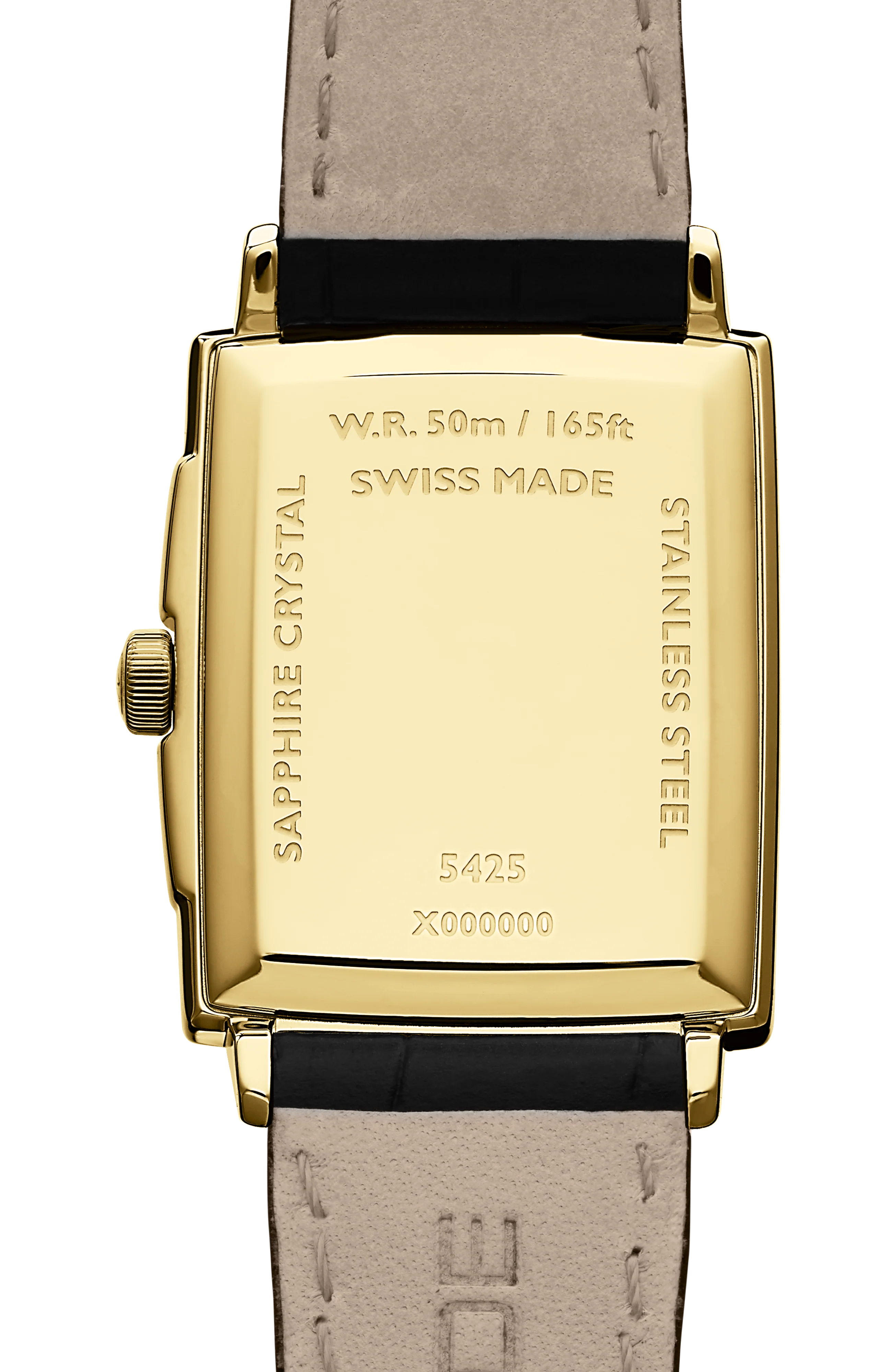 Toccata Men's Gold PVD White Dial Leather Square Quartz Watch, 37 x 29 mm - Image 3